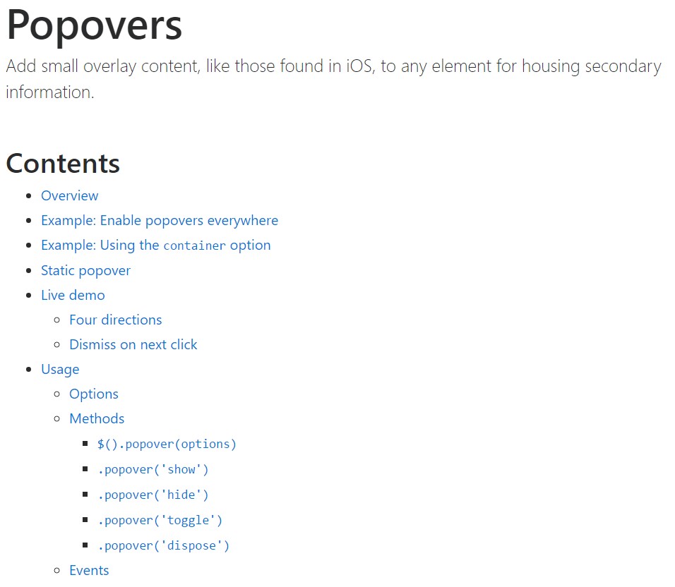 Bootstrap popovers  main  information
